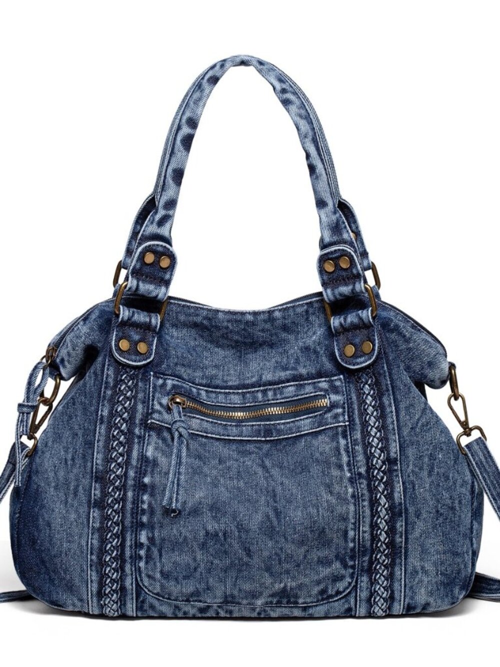 Designer Denim Handbags for Women Hobo Tote Bag Crossbody Denim Purses Blue Jean